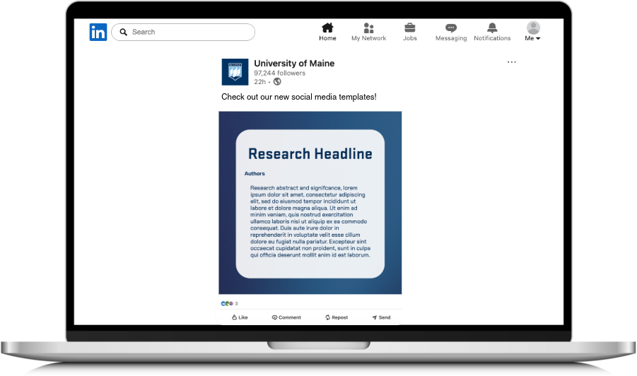 A LinkedIn template mocked up on a computer