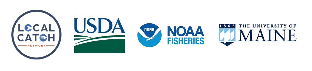 Logo Local Catch Network, USDA, NOAA Fisheries, The University of Maine