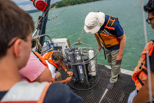 Research aboard a vessel at the Darling Marine Center