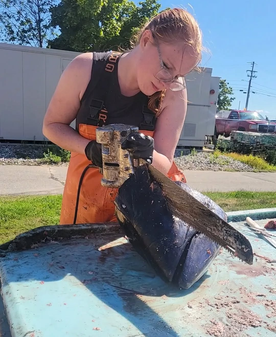 Kaylyn Zipp with fish head