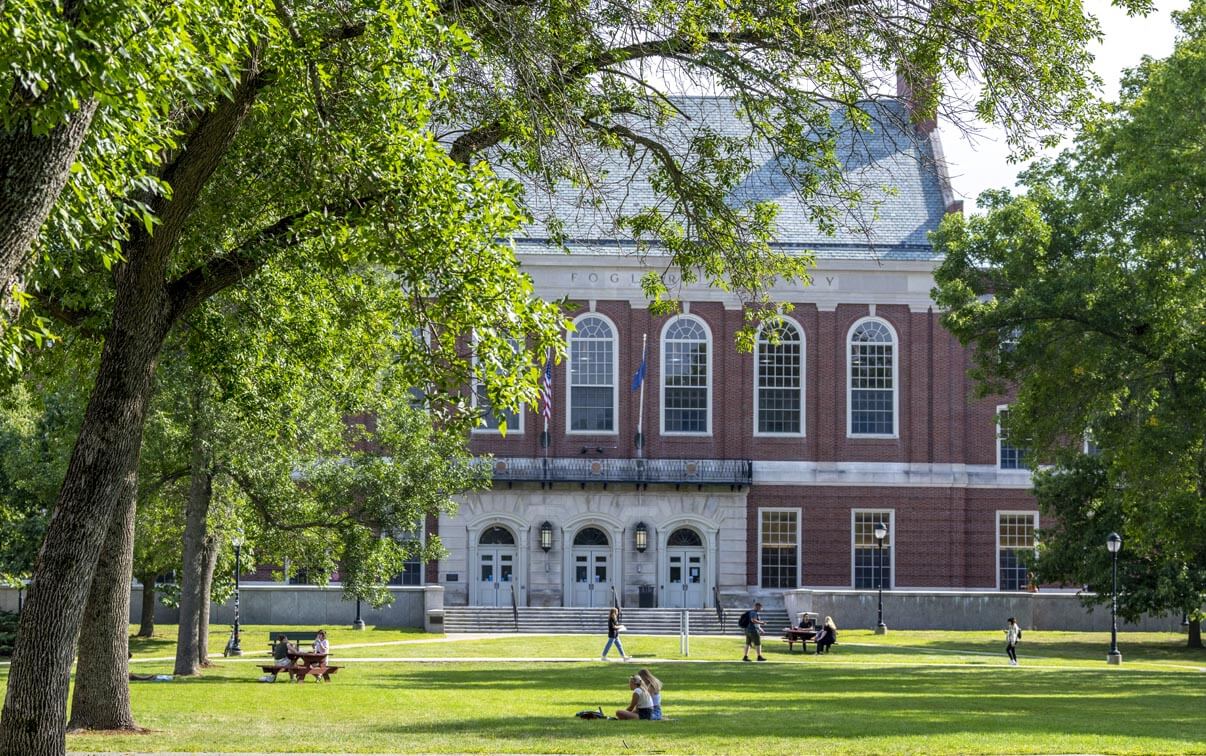 A photo of UMaine's Mall and Fogler Library