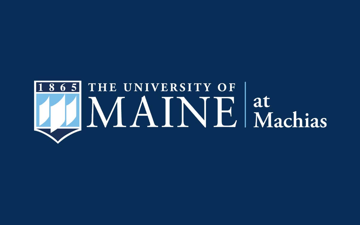 UMaine Machias' logo on a dark blue background