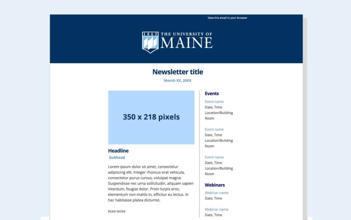 A photo of an email newsletter