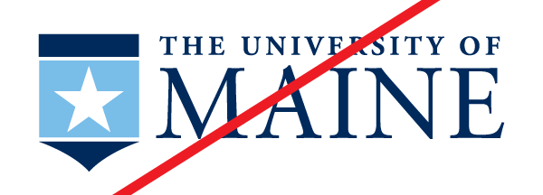 An illustration of UMaine's logo with the crest altered