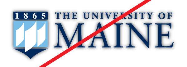 An illustration of UMaine's logo with a drop shadow behind it.