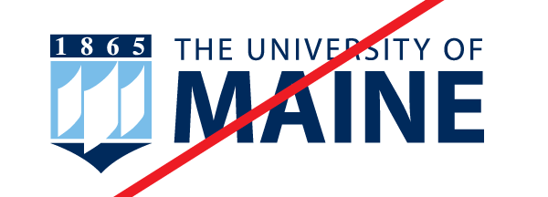 An illustration of UMaine's logo with the text font changed