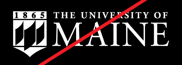 An illustration of UMaine's reverse logo on a black backround