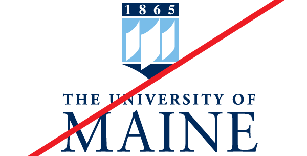 An illustration of UMaine's logo with the crest under the words