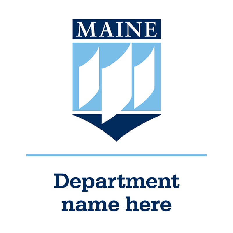 A social media avatar example with UMaine's crest above text for a department name