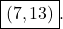 \boxed{( 7, 13 )}.