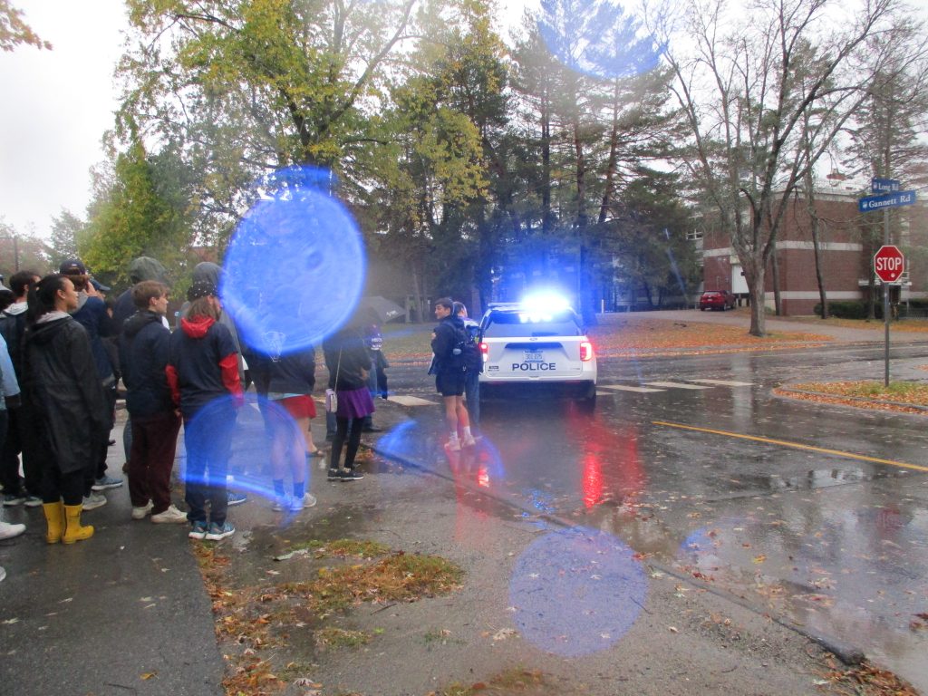 Police escort students marching