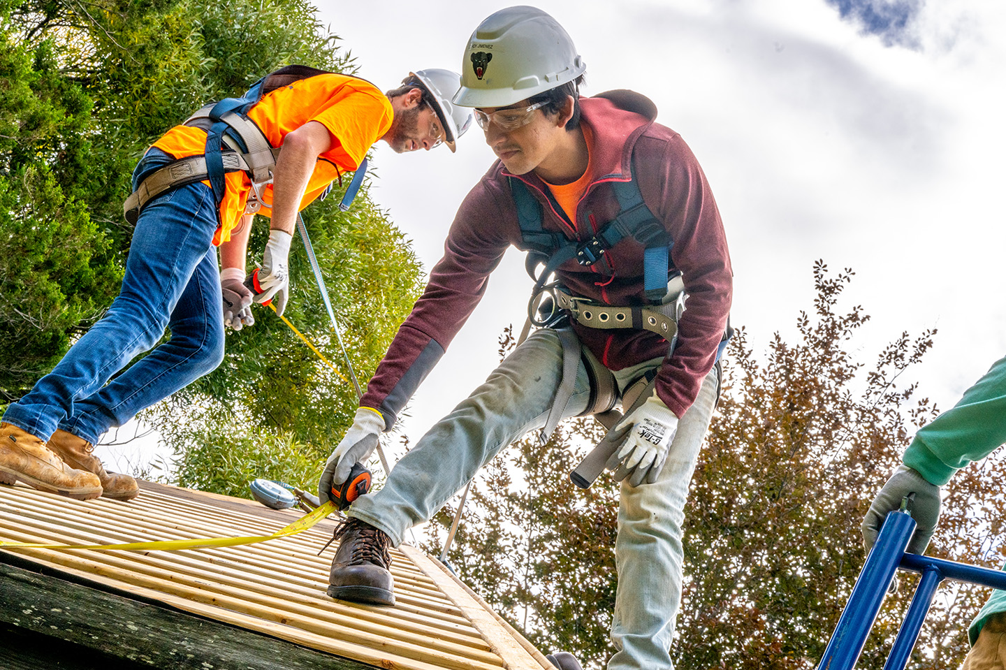Construction Engineering Technology students working on a construction site