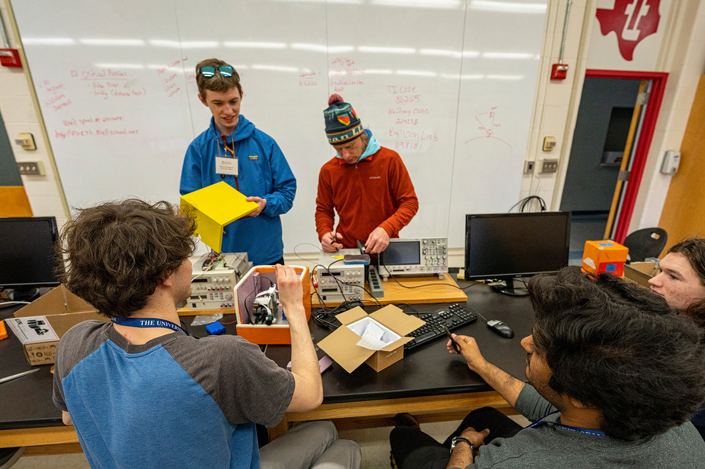 Electrical Engineering Technology students in a workshop