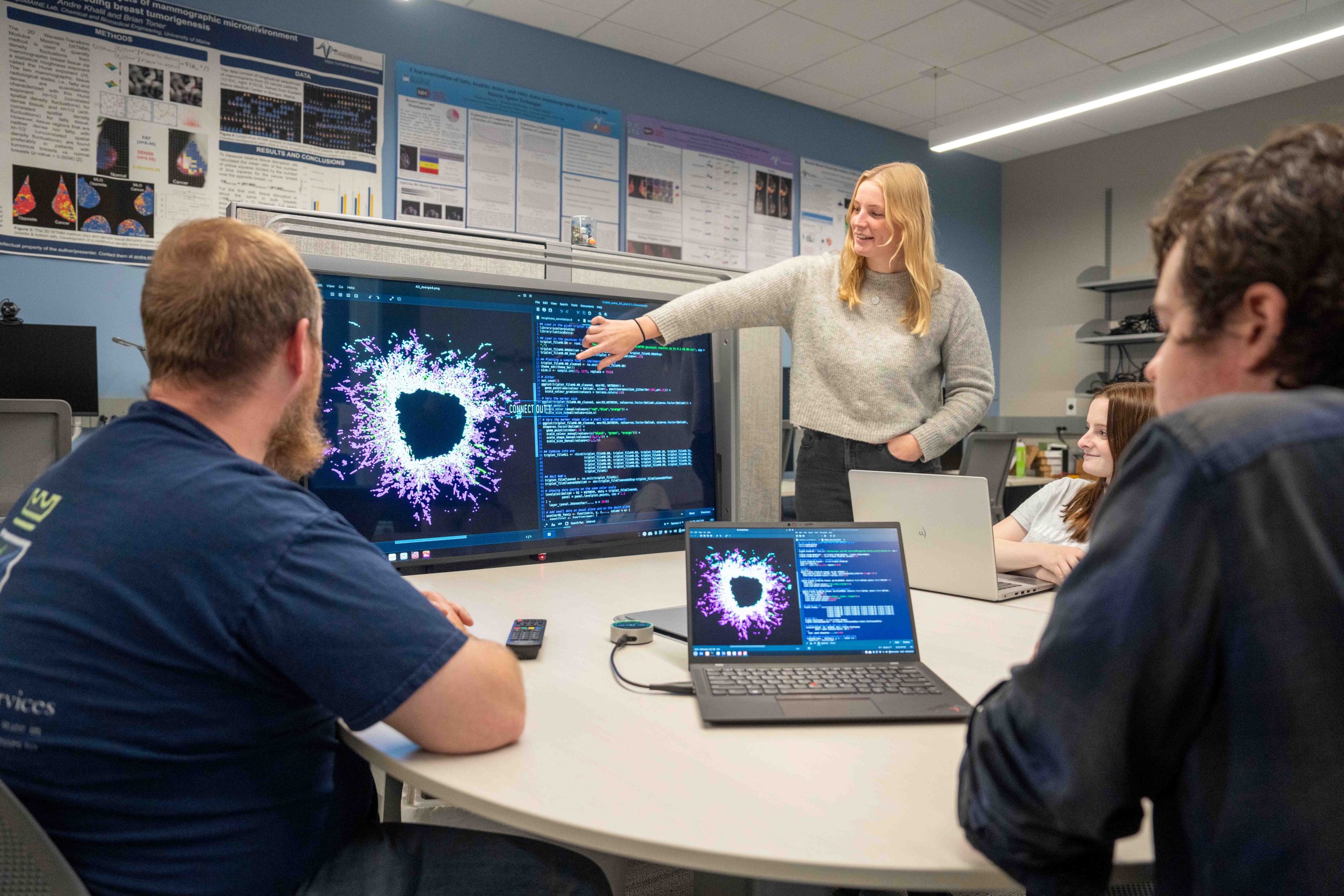 Biomedical Engineering students working in a computer lab