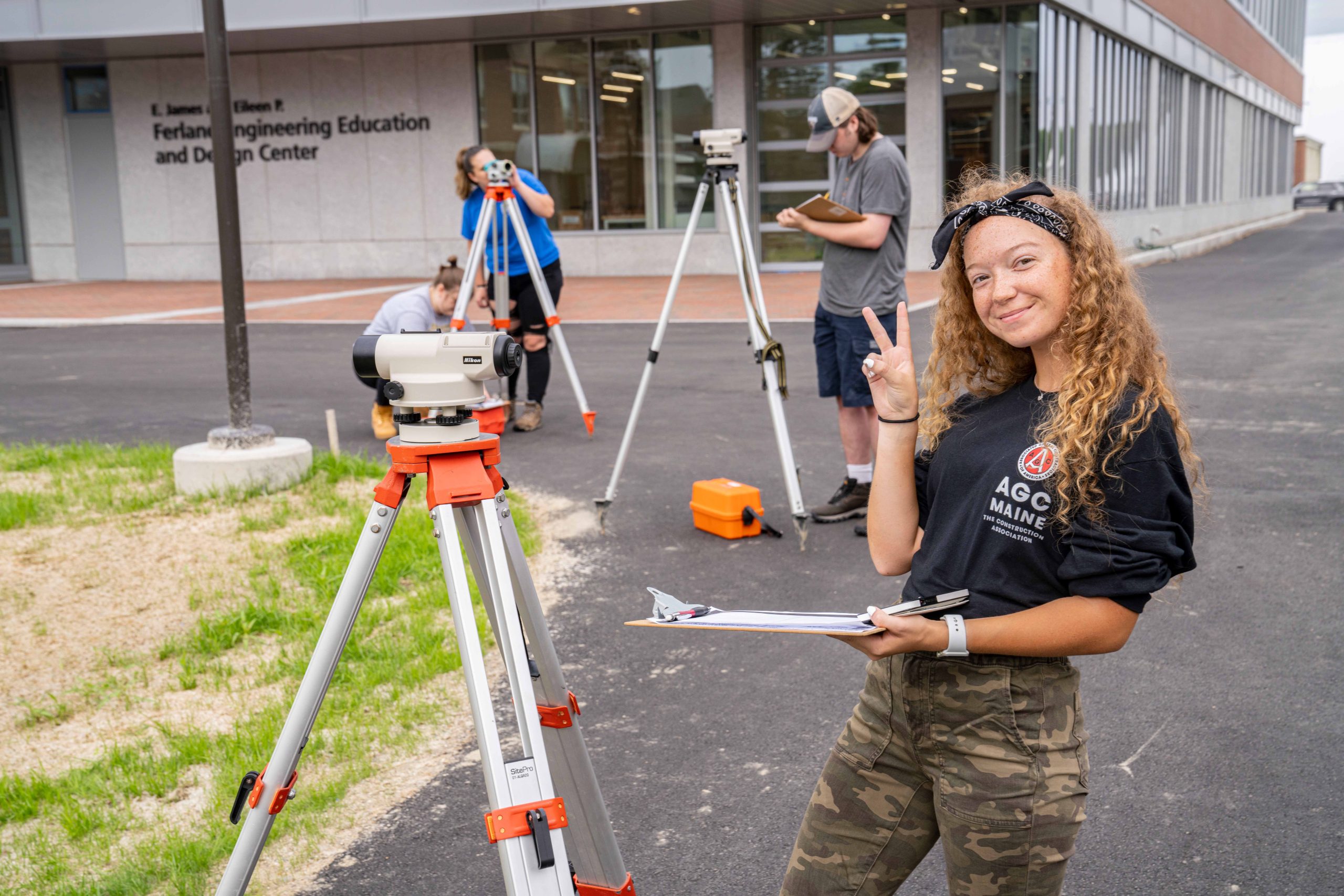 Surveying Engineering student working outside