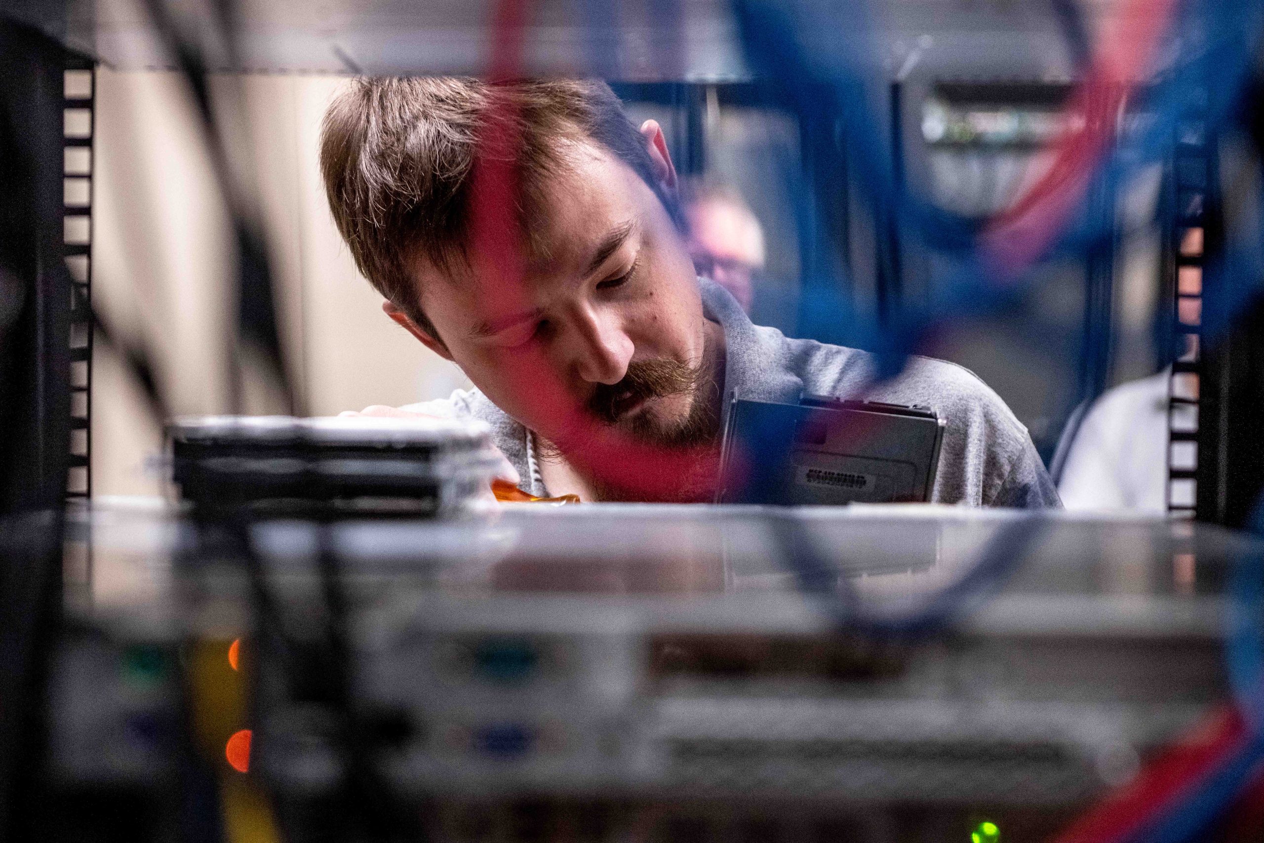Electrical engineer focused in behind cords and technology