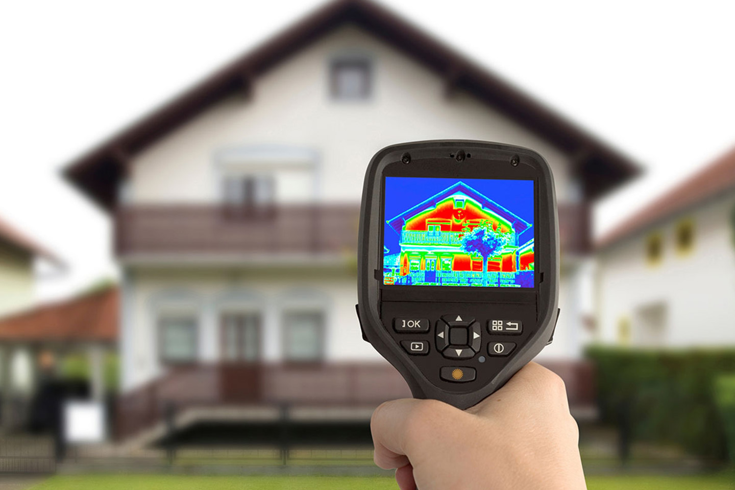 Someone holding up a device to see temperatures