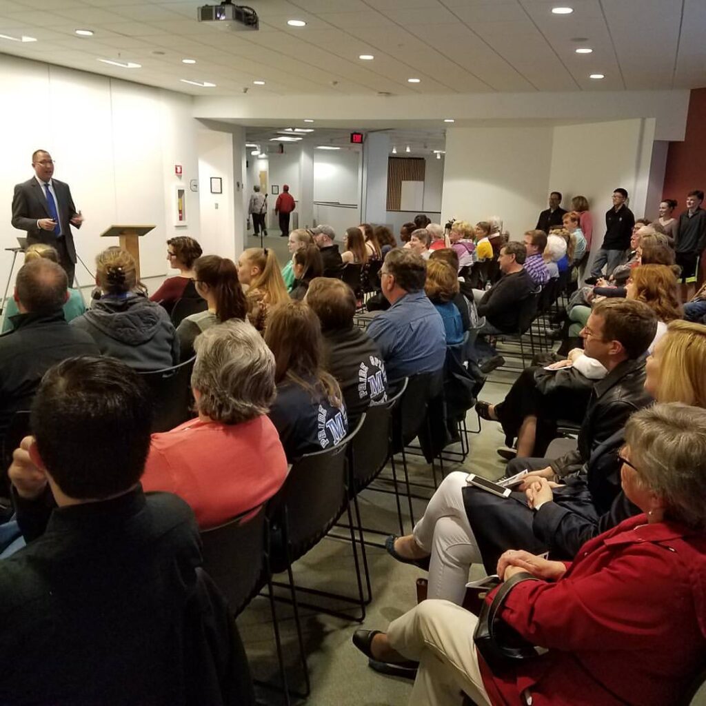 A photo of a speaker series