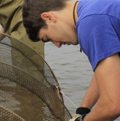 Student netting fish