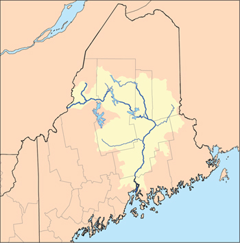 Maine map highlighting Penobscot watershed