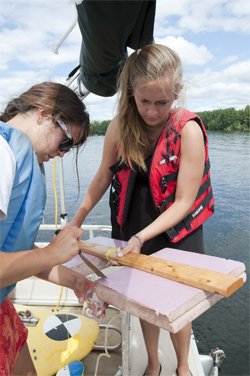 students on boat