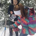 Students collecting snow