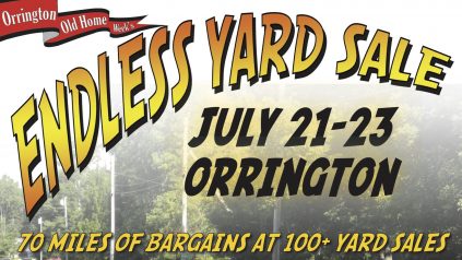 Poster that reads Endless Yard Sale July 21-23 Orrington