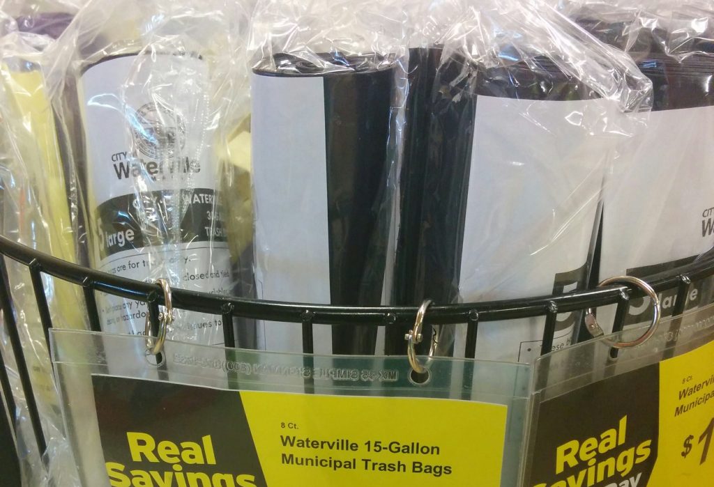 Image of Waterville pay-as-you-throw bags in grocery store