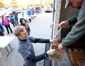 The pick up day for Walking Fish at Duke University in Durham, NC. Walking Fish is a Commiunity Supported Fishery program in Beaufort, NC with delivery to Durham, NC. From a book assignment profiling progressive, community-based food projects around the country.