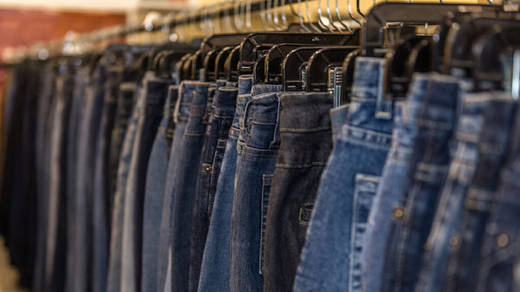 Rack of jeans for sale
