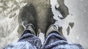 Standing in flood water