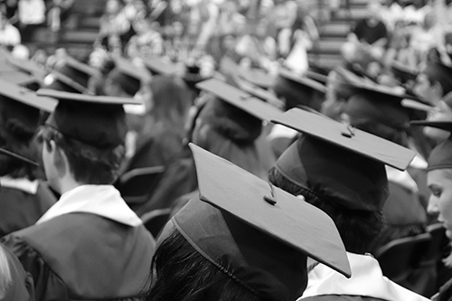 Students at graduation ceremony