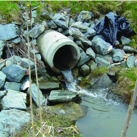 Water flowing through culvert