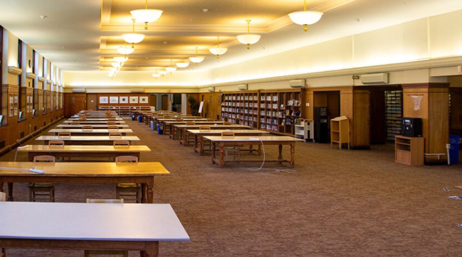 Work stations inside Fogler Library