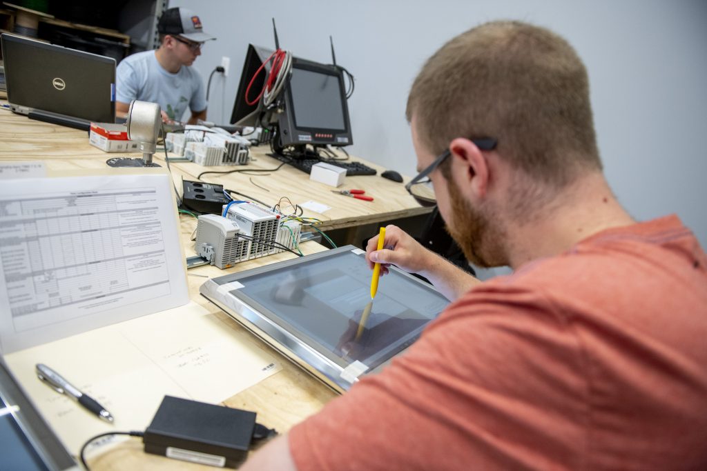 student working on computer