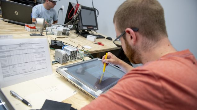 student working on computer