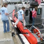 getting on board a lobster boat