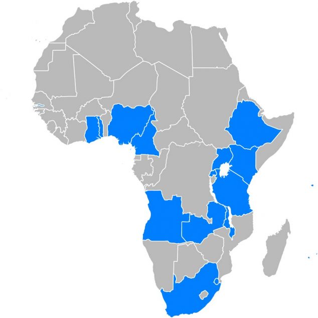 Map of Africa with country selections of visiting fellows