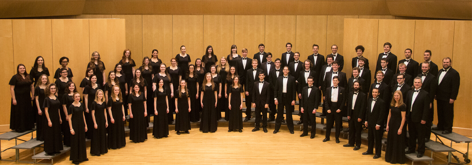 University Singers group picture in Minsky Recital Hall