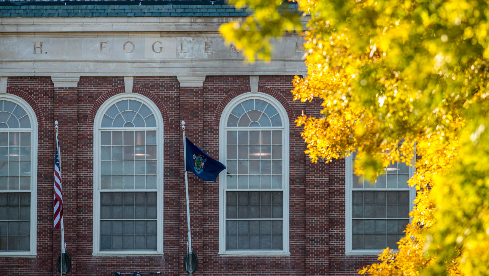 Fogler Library in fall