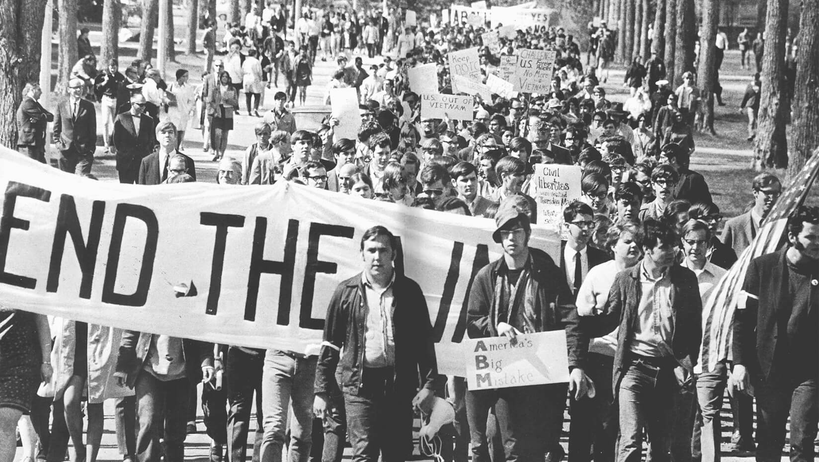 Vietnam War protest on campus in the 1960s