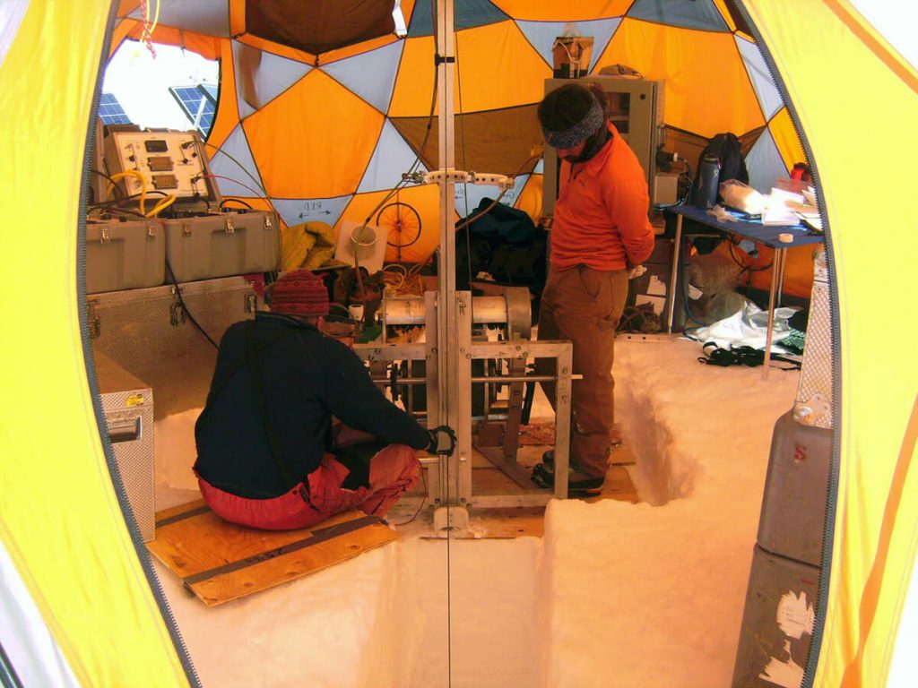 Scientist in a tent