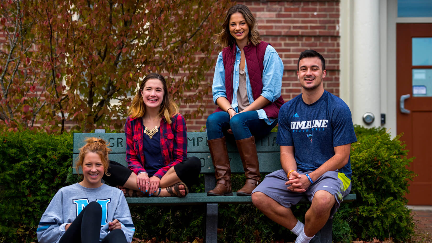 UMaine students outside in fall