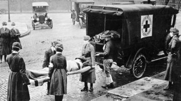 Spanish Flu victim on stretcher