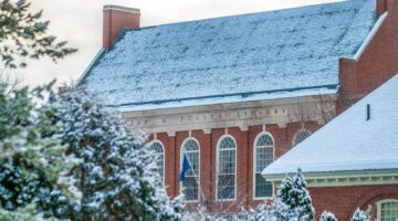 Fogler Library roofline in winter