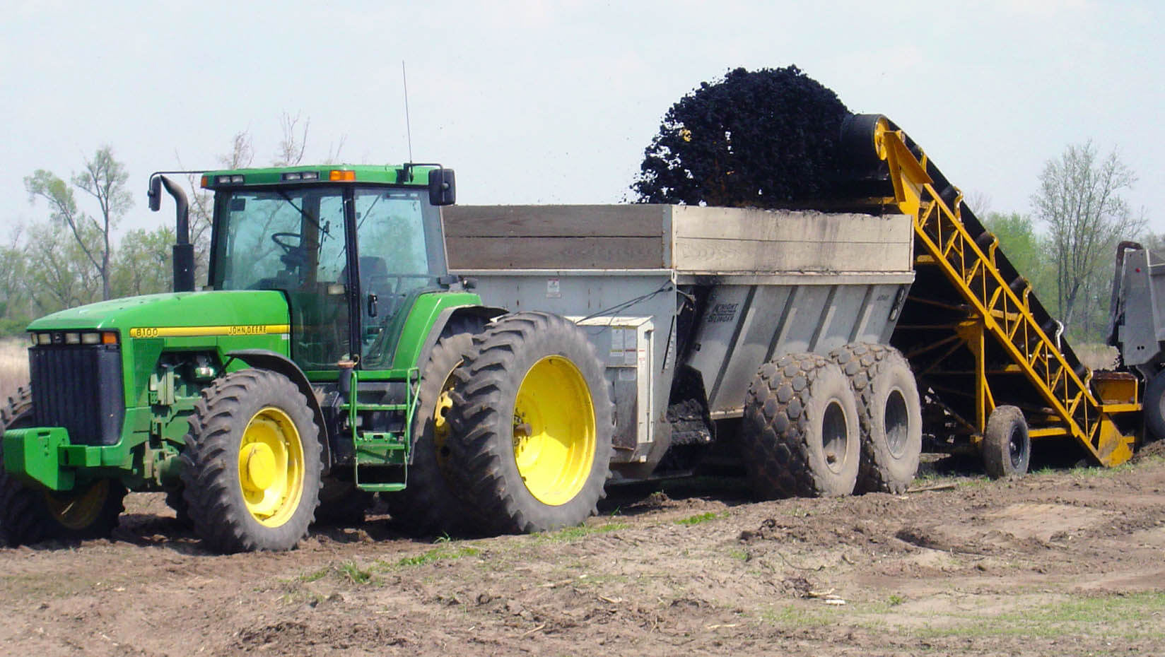 Biosolids being spread on a field