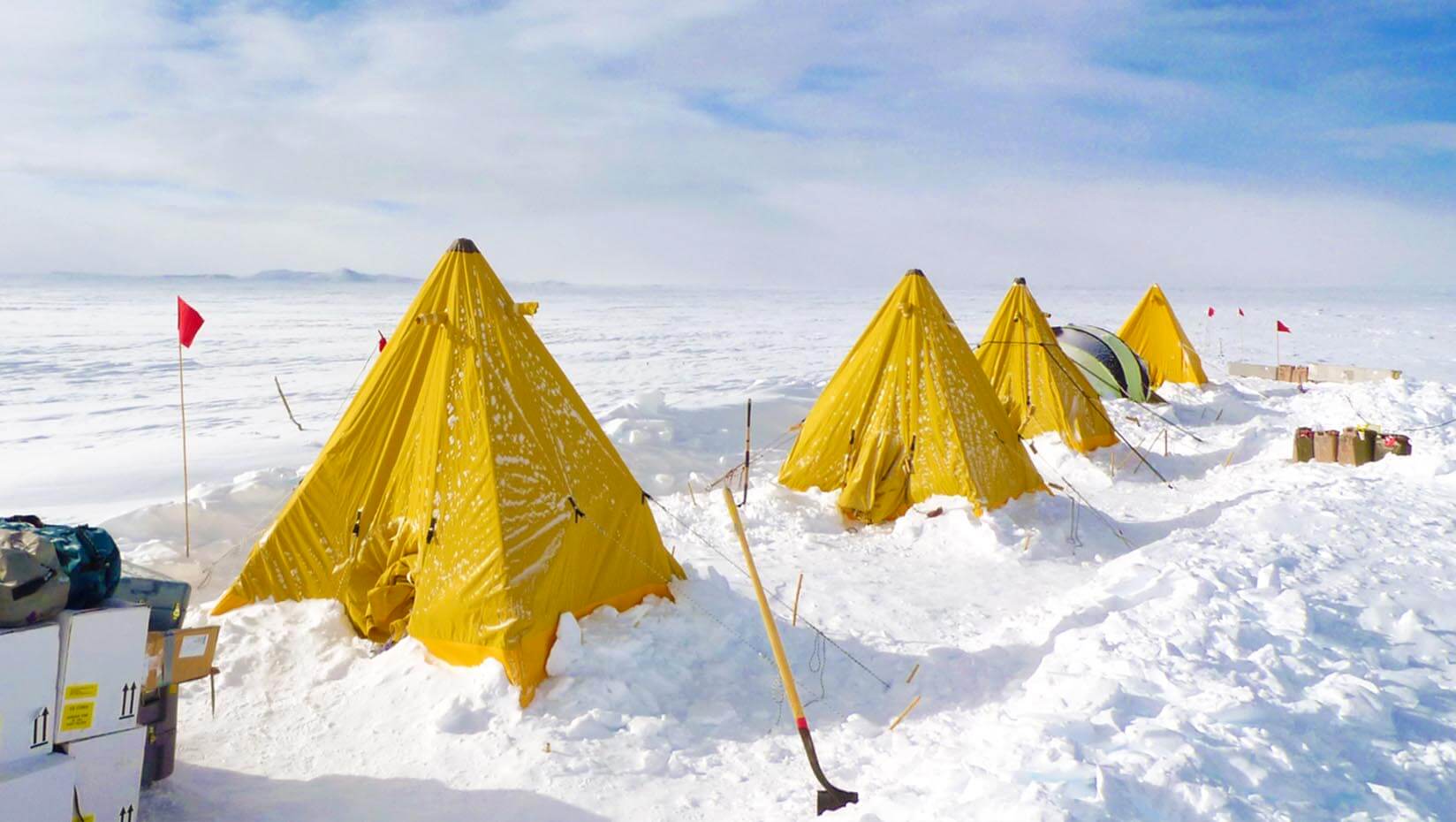 Yellow tents in the snow