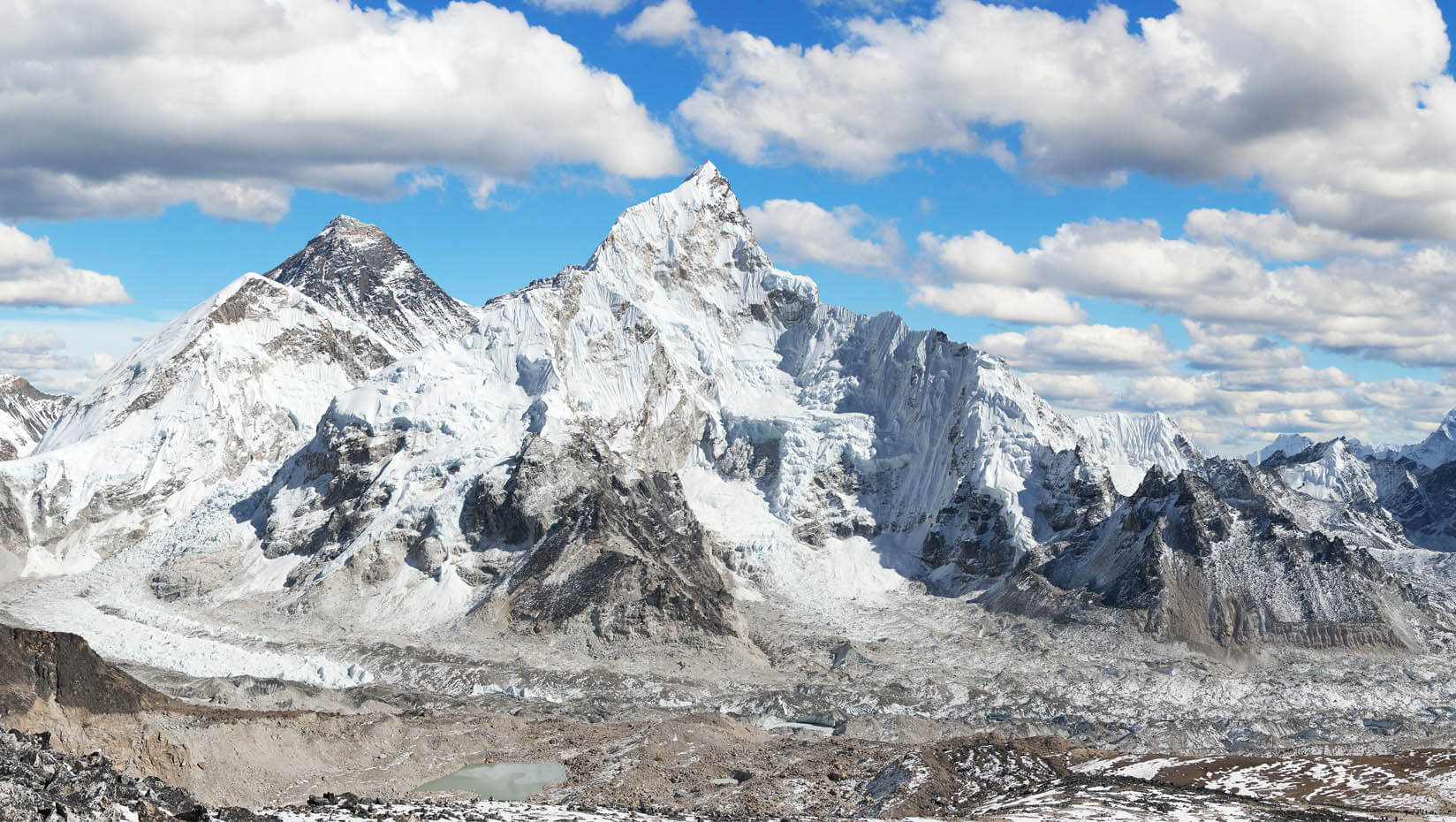 A photo of a snow-covered Mount Everest