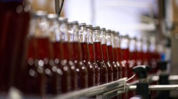 Photo of beer bottles on a conveyor