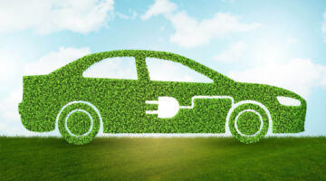 An illustration of a electric vehicle covered in leaves